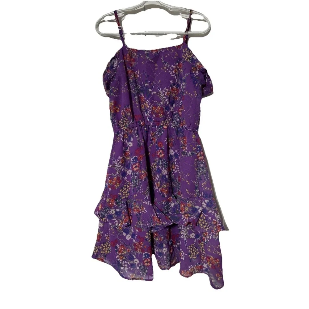 Children's Place Purple Floral Cold Shoulder Dress‎ Girls Size 5/6